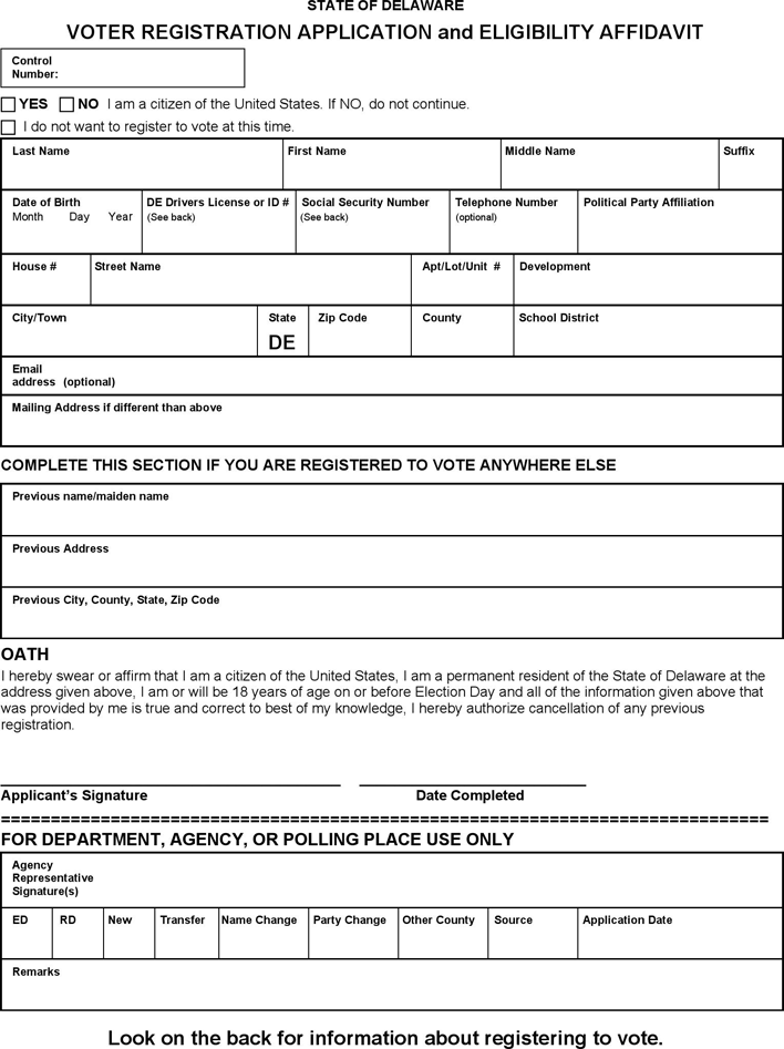 Delaware Voter Registration Form