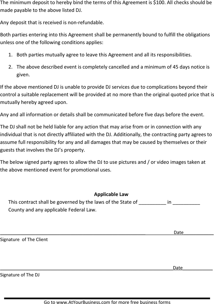 DJ Business Agreement Page 2