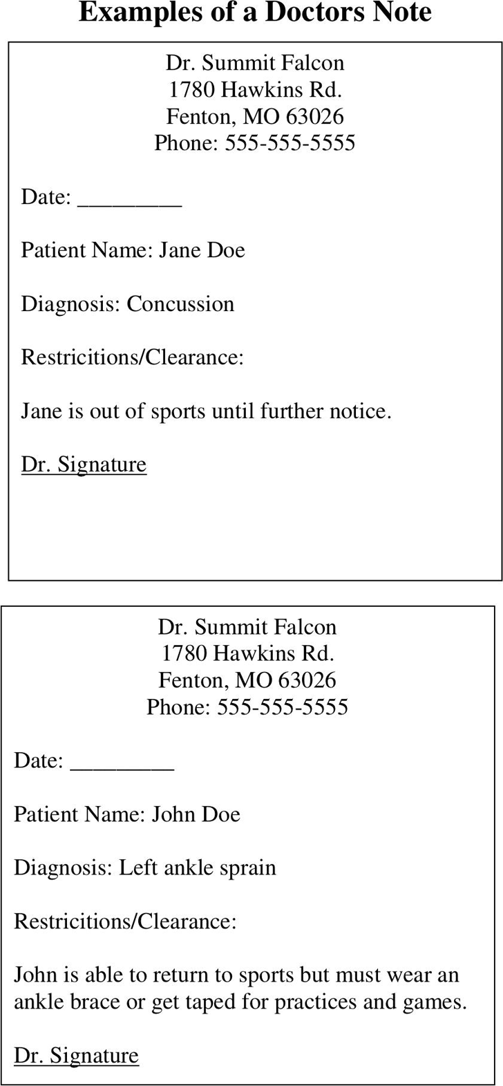 Free Doctors Note Template PDF 11KB 1 Page s 