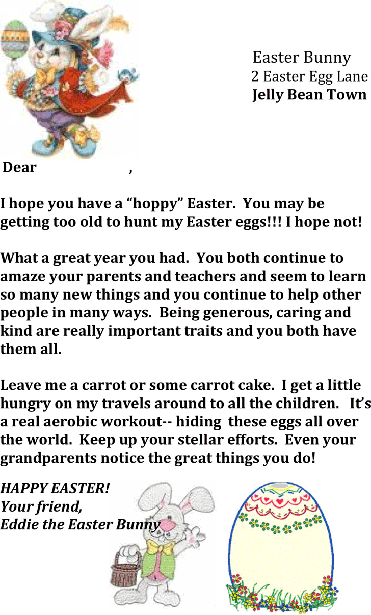 Free Easter Bunny Letter Template Doc 55KB 1 Page s 