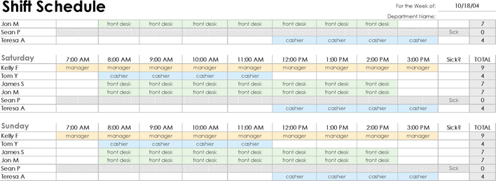 Employee Shift Schedule Page 2