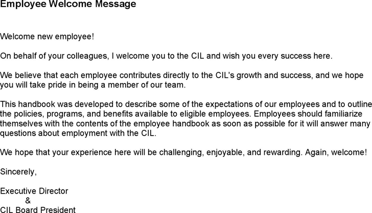 Employee Welcome Message