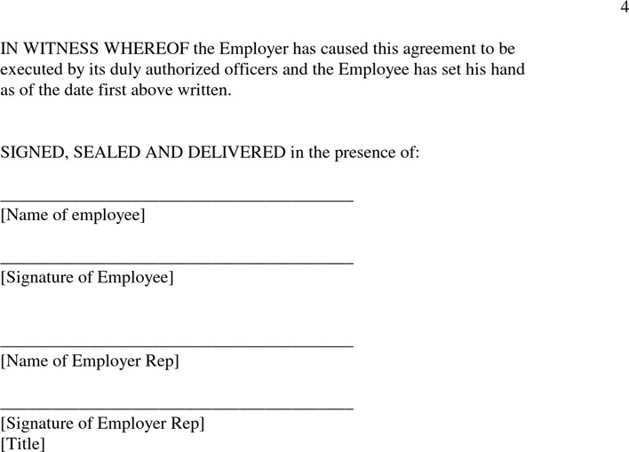 Employment Agreement Sample 1 Page 4