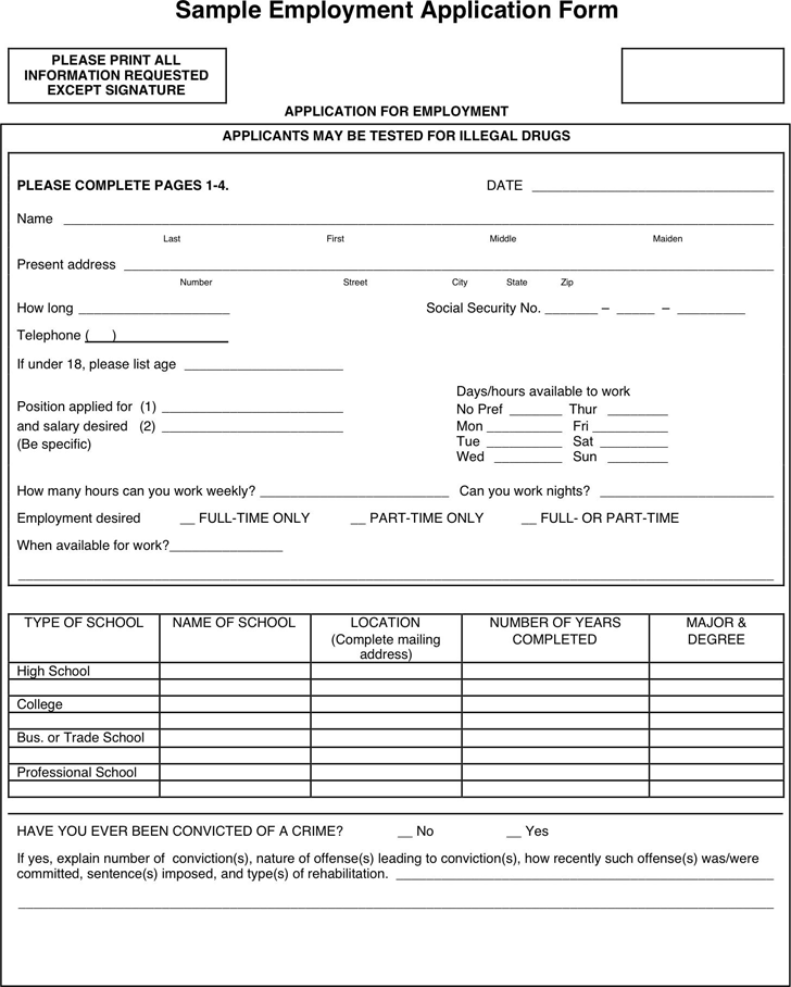Employment Application Form 3