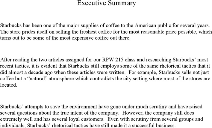 Executive Summary Example 2 Page 2