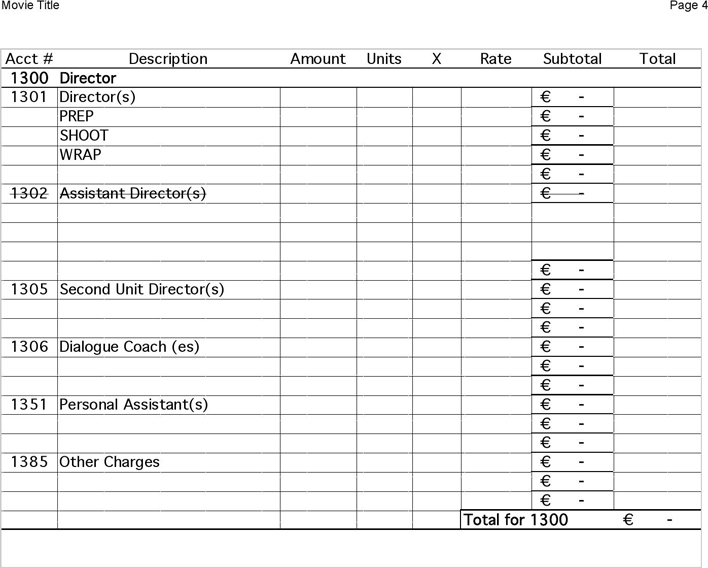 Film Budget Template 1 Page 4