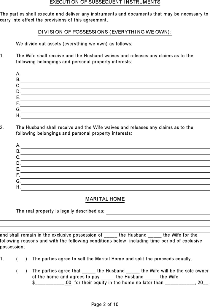 Florida Separation Agreement Template Page 2