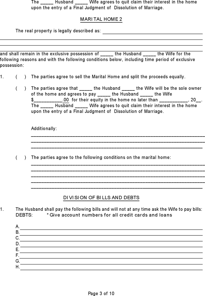 Florida Separation Agreement Template Page 3