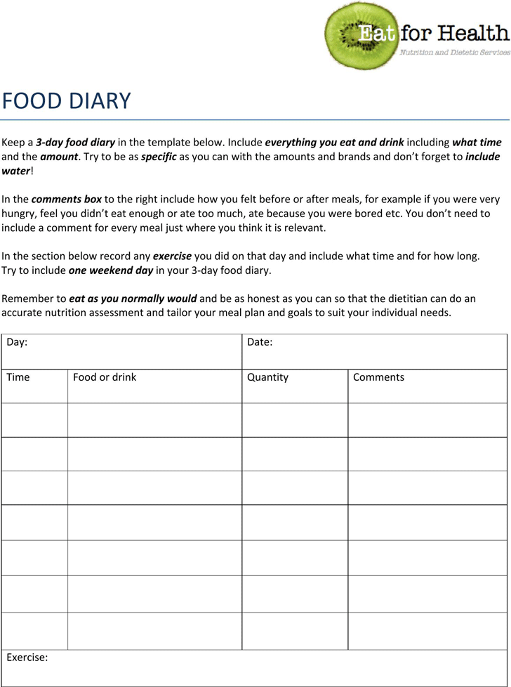 Food Diary Template