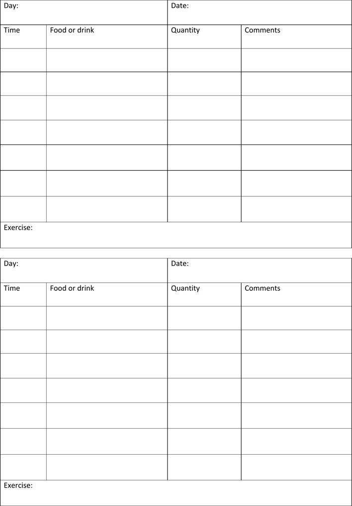 Food Diary Template Page 2