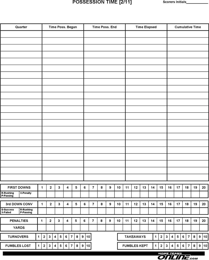 Football Scoresheets (1 Team) Page 2