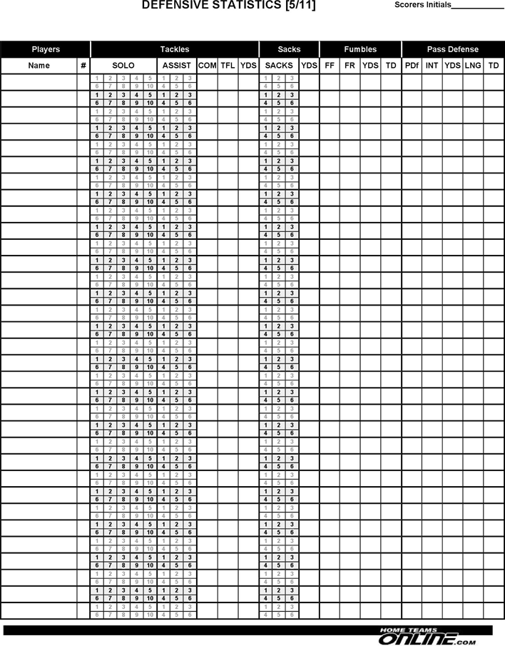 Football Scoresheets (1 Team) Page 5