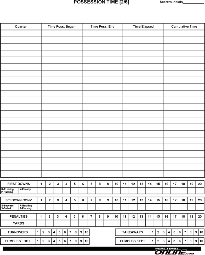 Football Scoresheets (2 Teams) Page 2