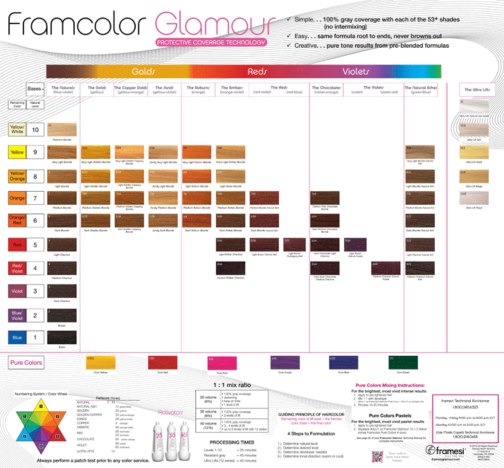 Framcolor Glamour Hair Color Wall Chart