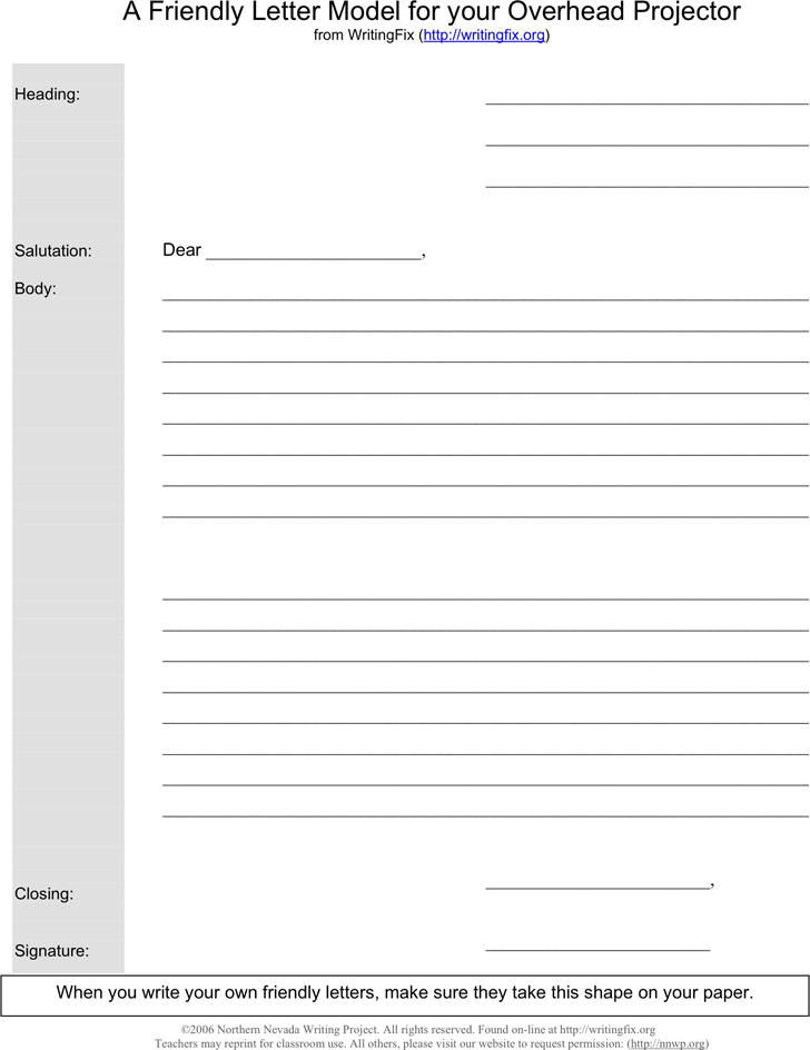 Friendly Letter Template 1