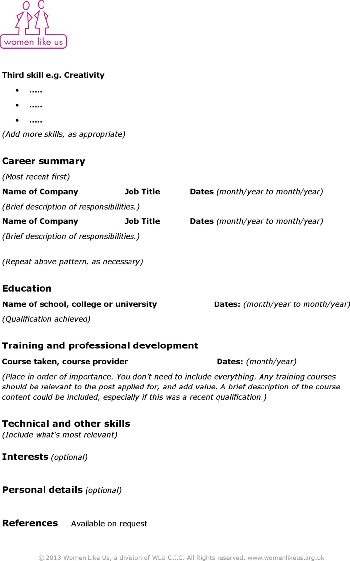 Functional CV Page 2