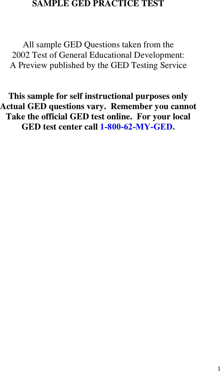 GED Sample Test Template 2
