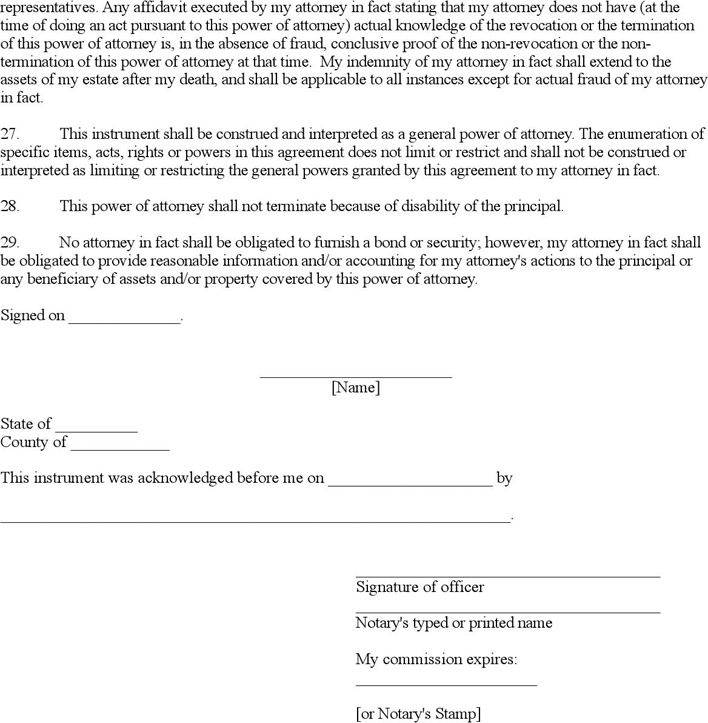 General Power of Attorney Form 1 Page 4