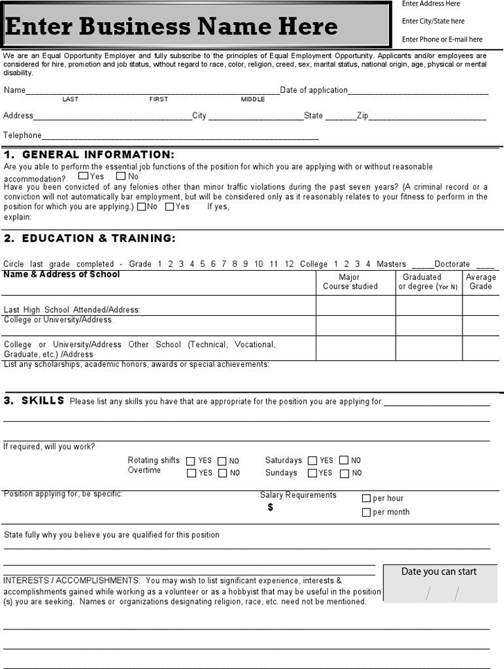 Generic Application for Employment 3