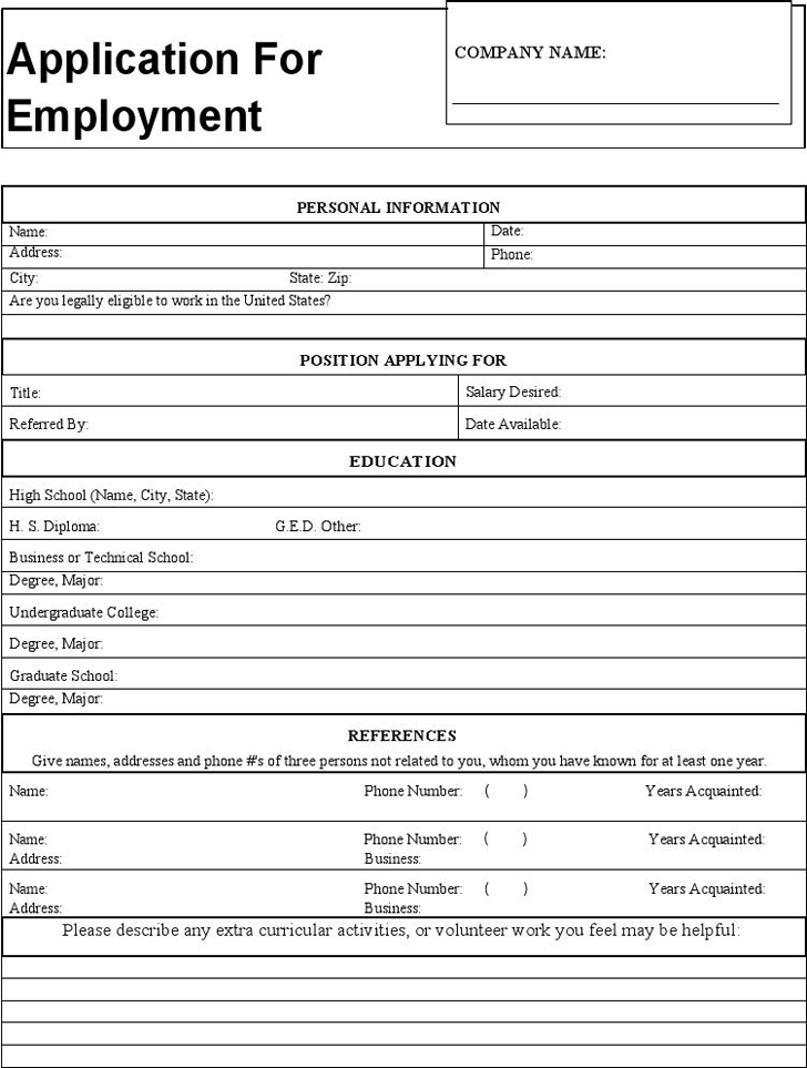 Generic Application for Employment 4
