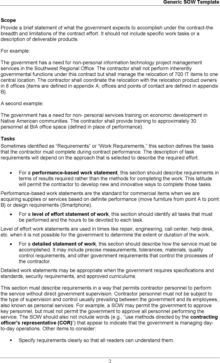 Generic Statement of Work (SOW) Template Page 2