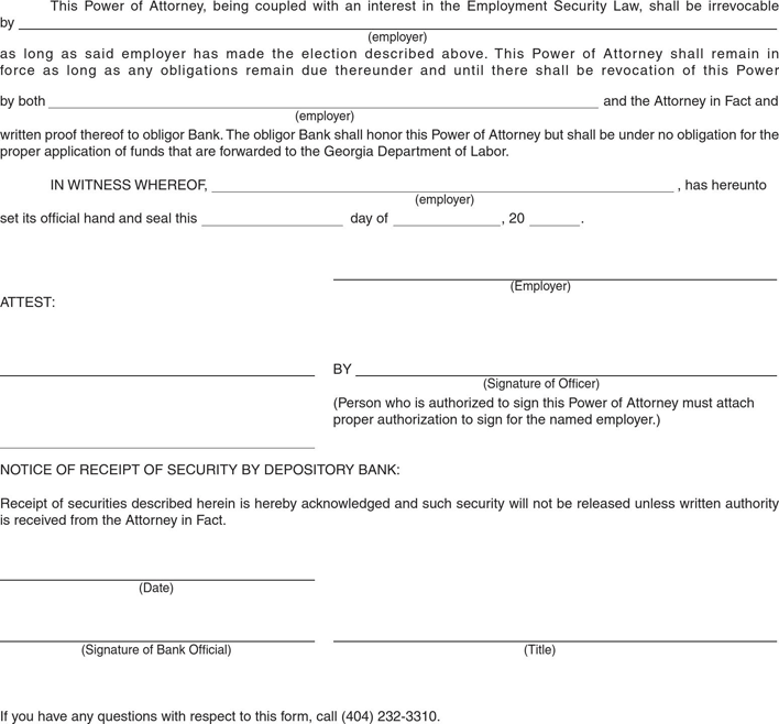 Georgia Employee Leasing Company's Power of Attorney Form Page 2