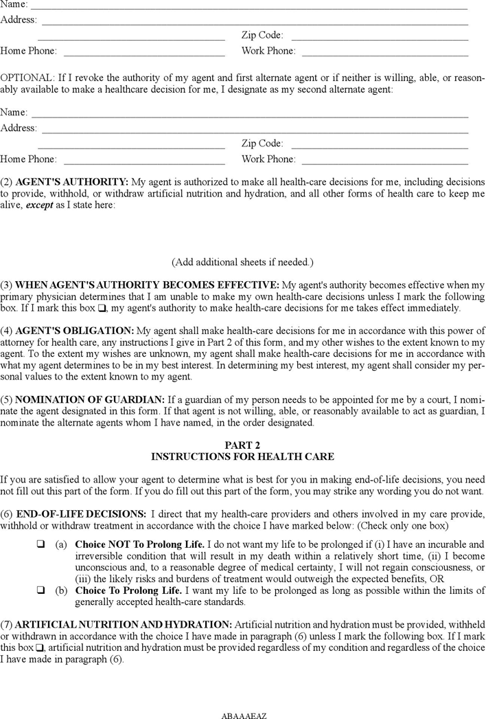 Hawaii Advance Health Care Directive Form 1 Page 2