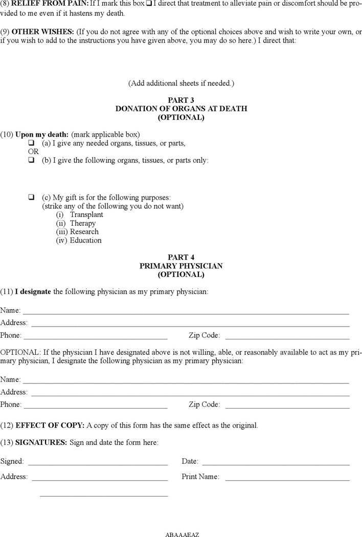 Hawaii Advance Health Care Directive Form 1 Page 3