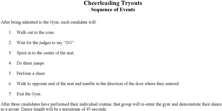 High School Cheerleader Tryout Judges Score Sheet  Page 3