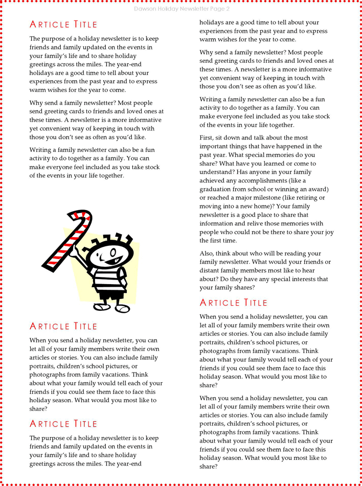 Holiday Newsletter Template 2 Page 2