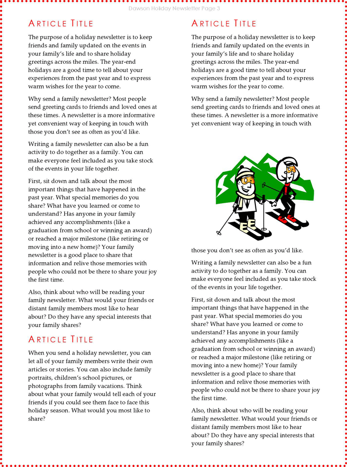 Holiday Newsletter Template 2 Page 3