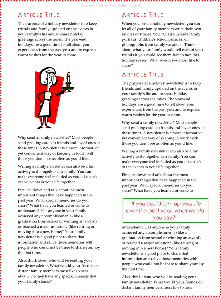 Holiday Newsletter Template 2 Page 4