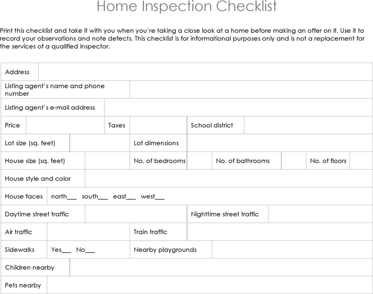 Home Inspection Checklist 1