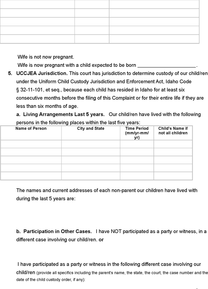 Idaho Complaint for Divorce (with Minor Children) Form Page 2