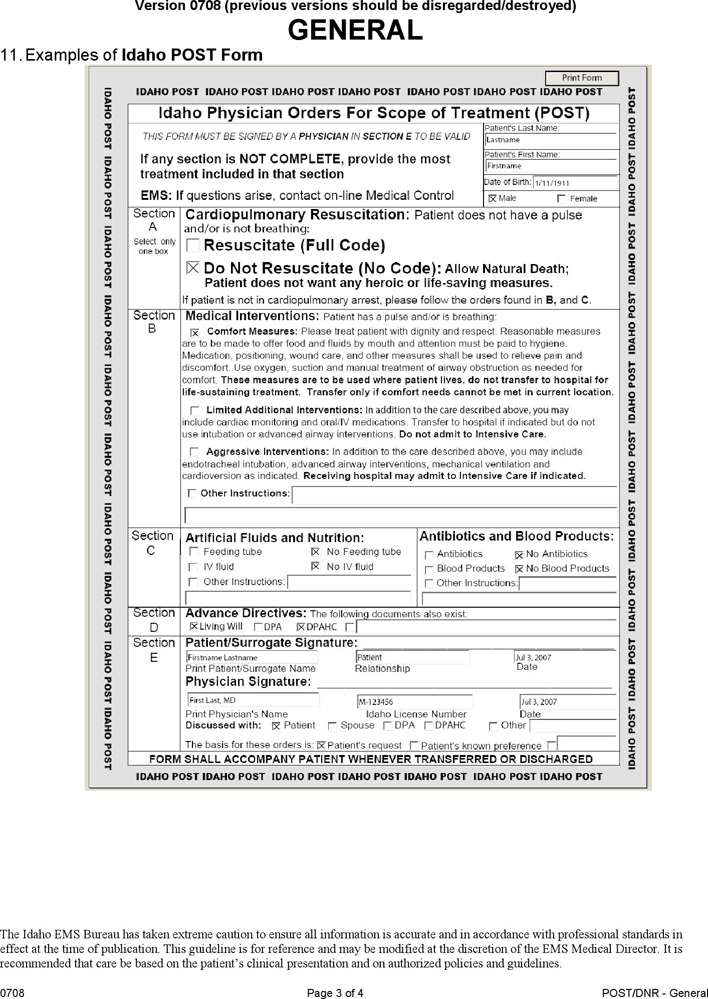 Idaho Do Not Resuscitate Form Page 3