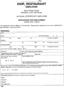 IHOP Job Application Form