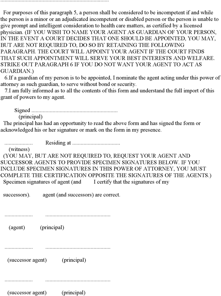 Illinois Health Care Power of Attorney Form Page 4