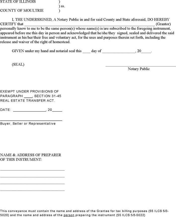 Illinois Warranty Deed Statutory (County of Moultrie) Page 2