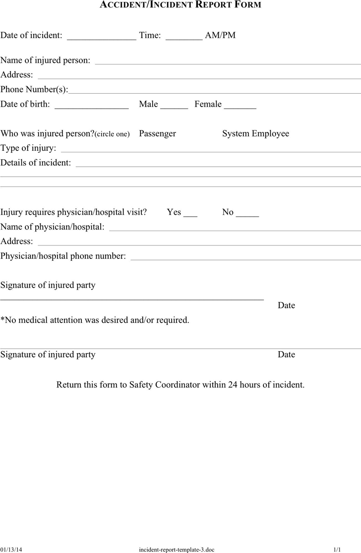 Incident Report Template 3