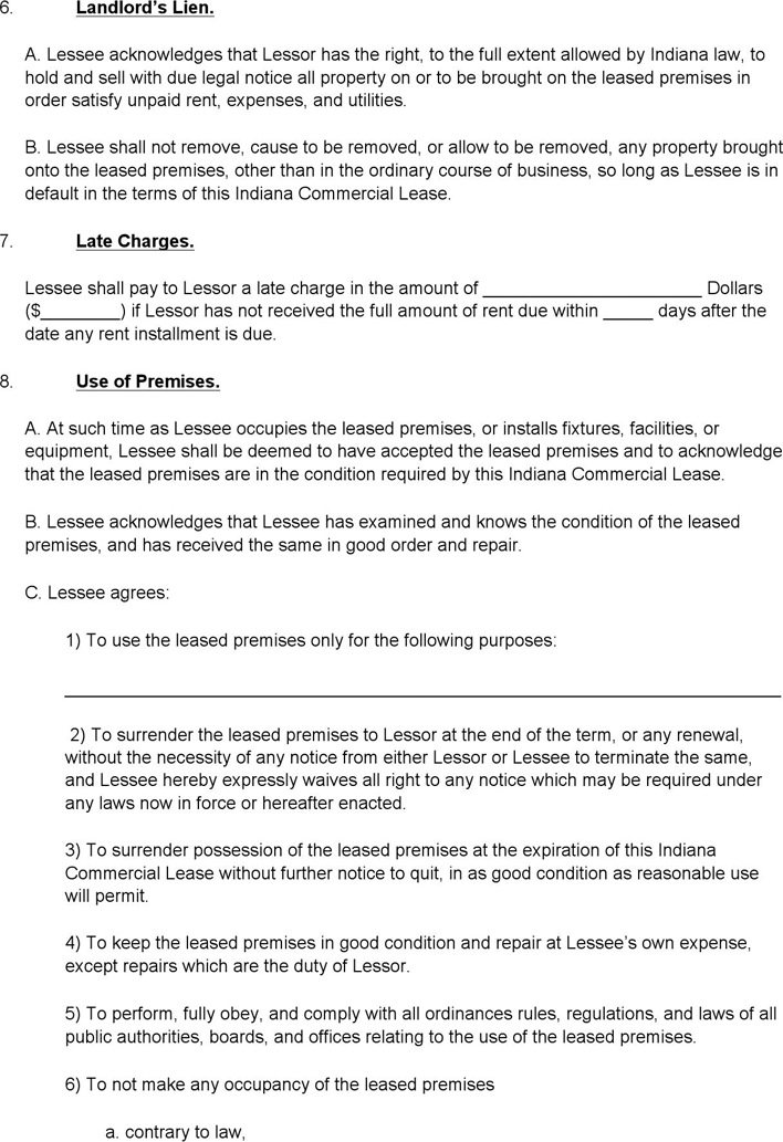 Indiana Commercial Lease Agreement Form Page 3