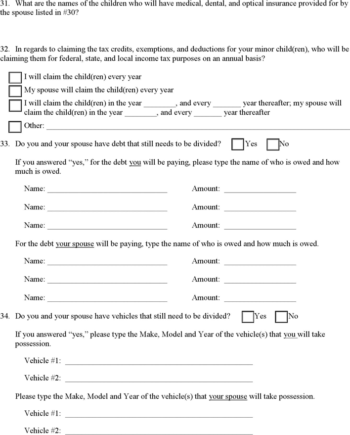 Indiana Divorce Form With Children Page 4