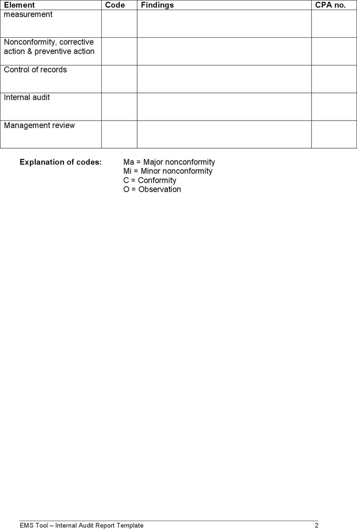 Internal Audit Report Template Page 2