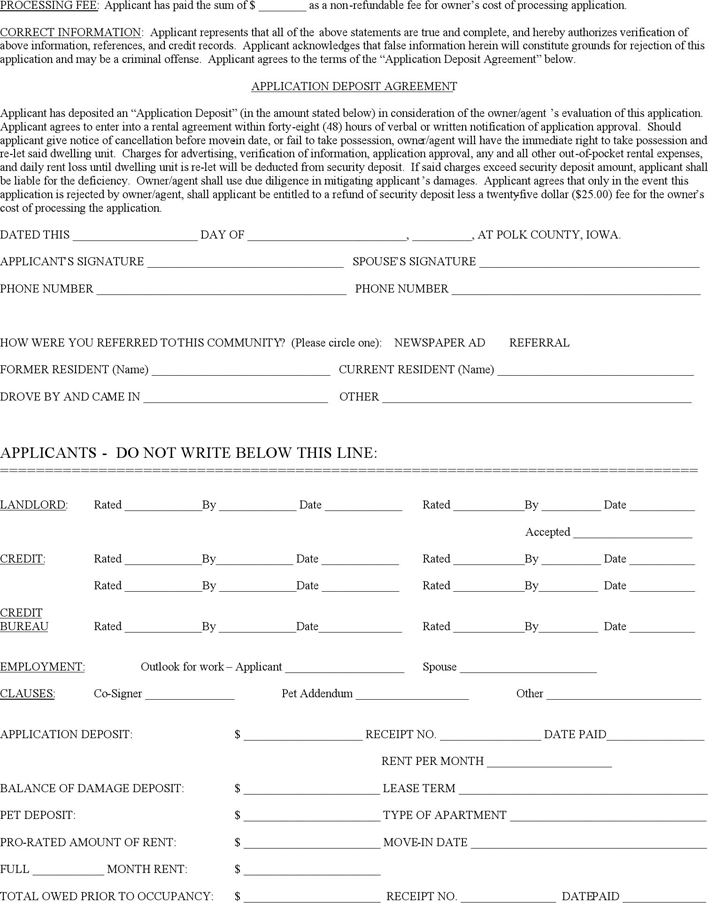 Iowa Lease Application Page 2