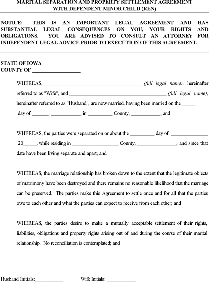 Iowa Martial Settlement Agreement Form Page 2