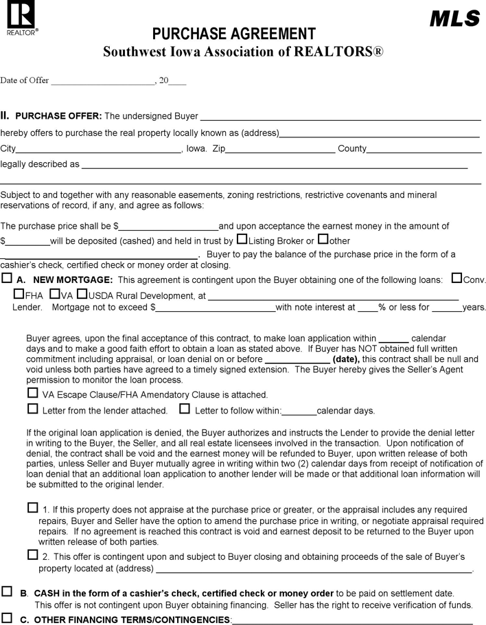 Iowa Purchase Agreement Form Page 2