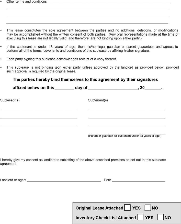 Iowa Sublease Agreement Form Page 2