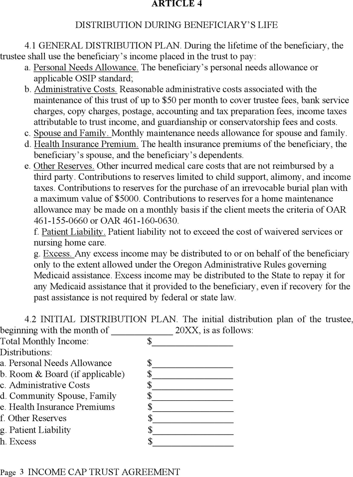 Irrevocable Living Trust Agreement Page 3