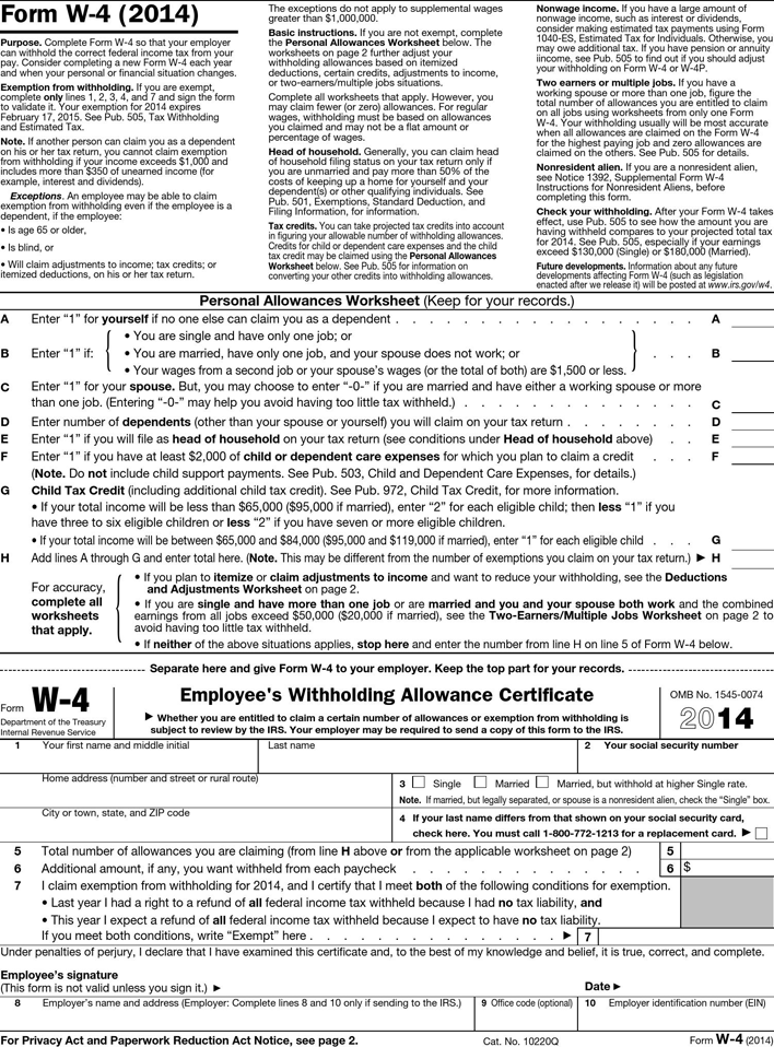 IRS 2014 Form W-4