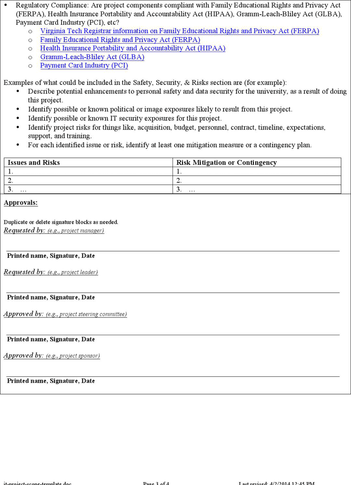 It Project Scope Template Page 3