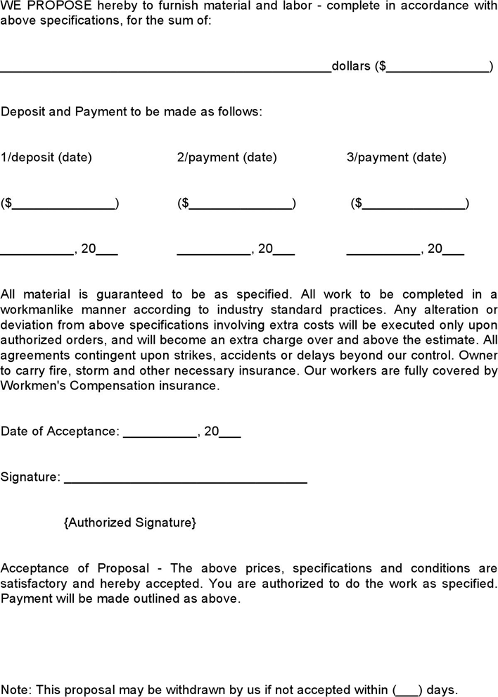 Job Proposal Samples & Estimate Page 2